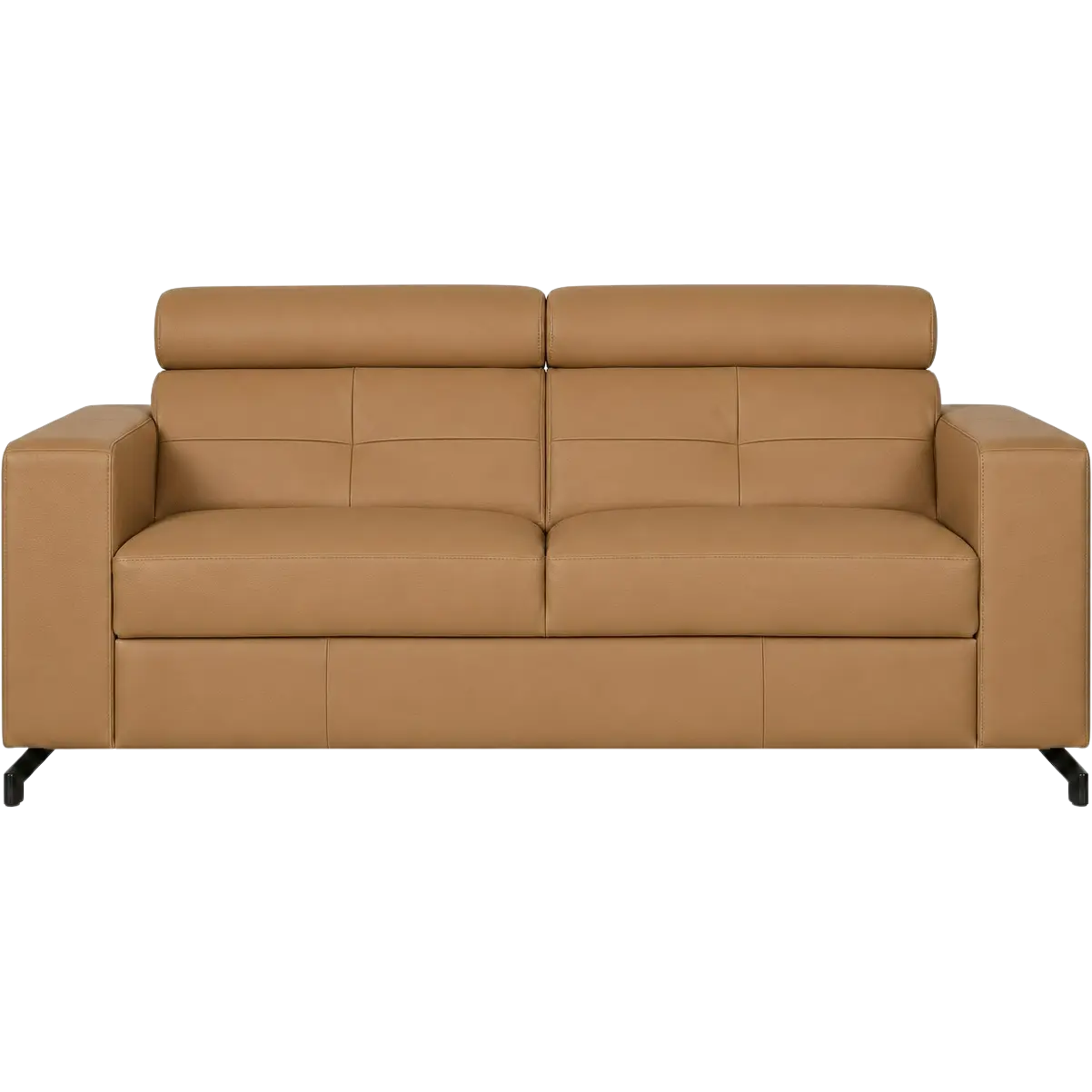 afbeelding van Leren bank Nova - 2.5 zits - Toledo Camel (bruin) - poten staal zwart